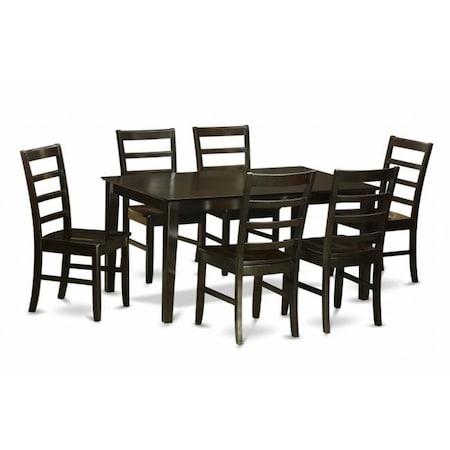 East West Furniture East West Furniture CAPF7-CAP-W 7 Piece Formal Dining Room Set-Table and 6 Matching Dining Chairs CAPF7-CAP-W